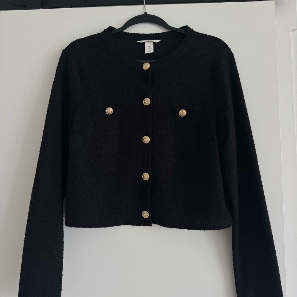 Black Cardigan with Gold Buttons